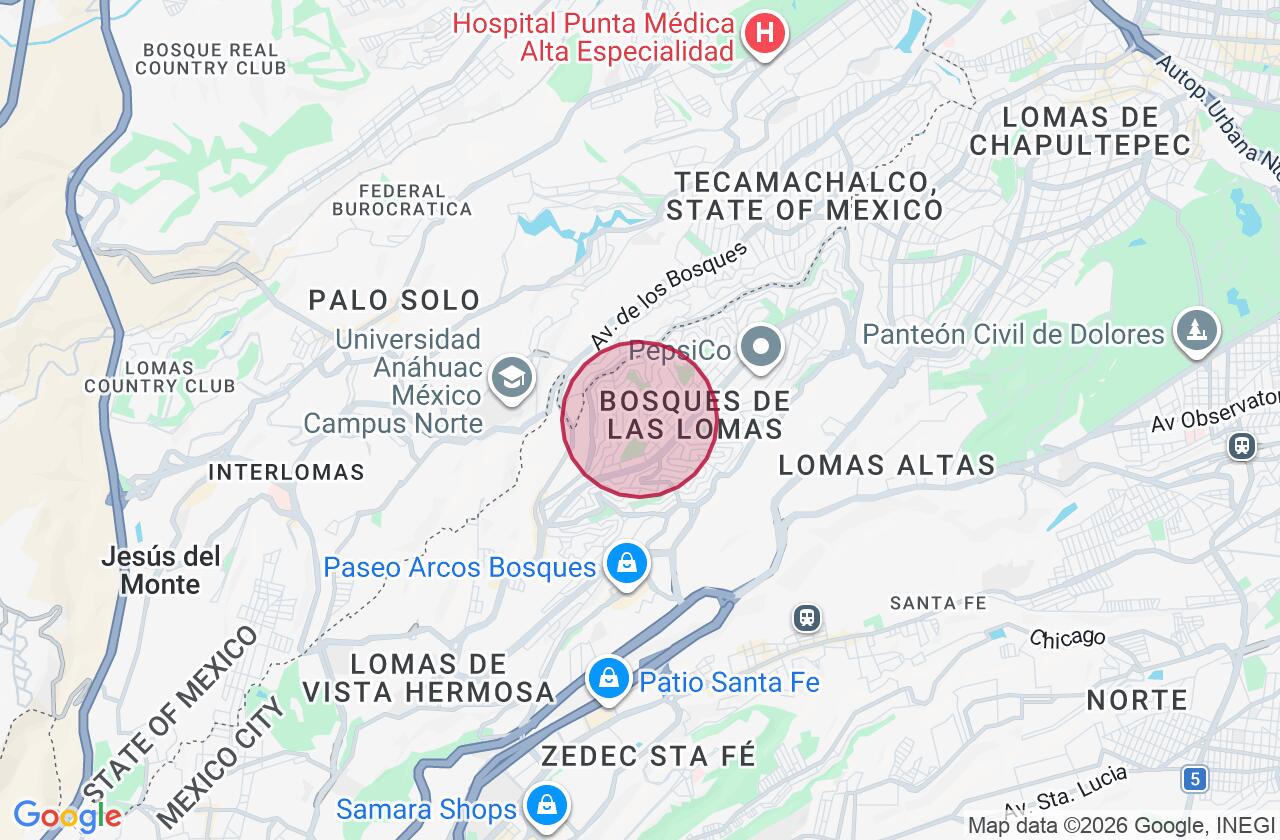 Zona aproximada de Casa en venta en Bosque de las Lomas