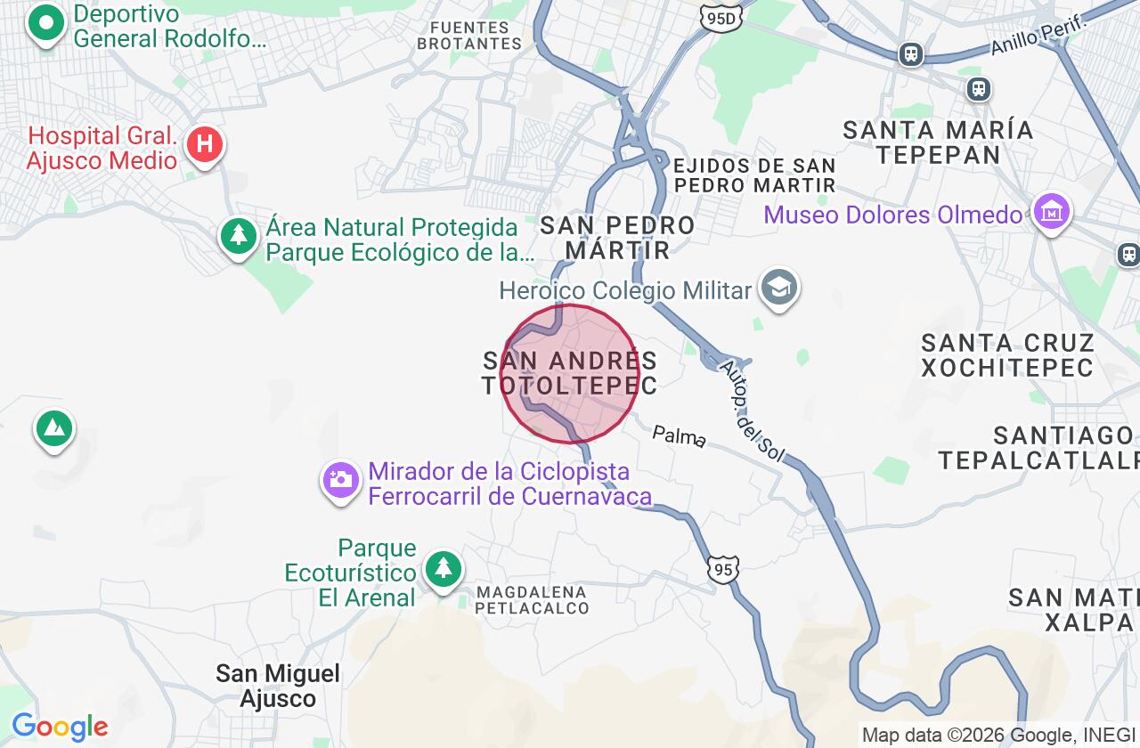 Zona aproximada de Casa en venta en San Andrés Totoltepec
