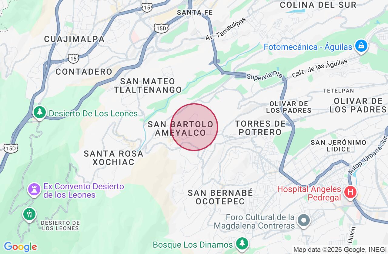 Zona aproximada de Casa en venta en San Bartolo Ameyalco
