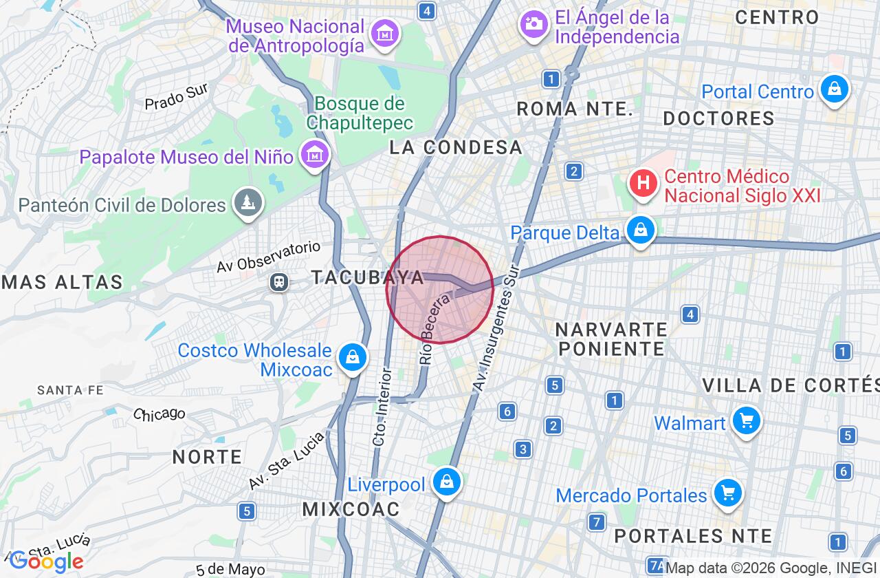 Zona aproximada de Departamento en venta en Escandón I Sección