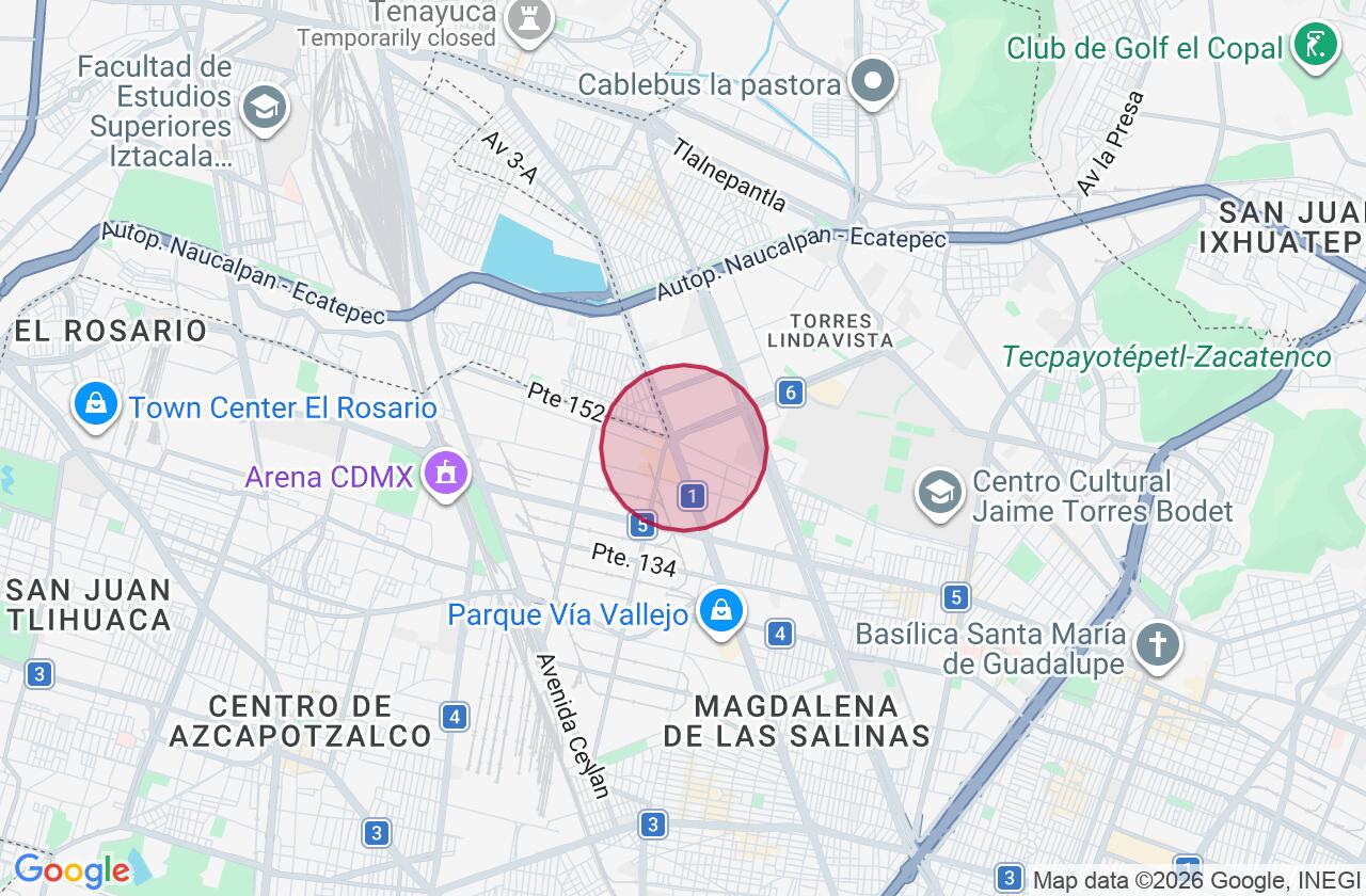 Zona aproximada de Comercial en renta en Lindavista Vallejo