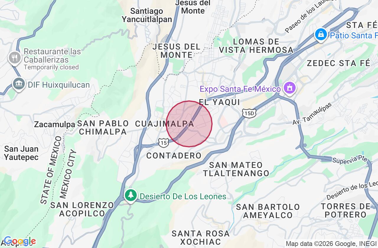 Zona aproximada de Oficina en venta y renta en Cuajimalpa